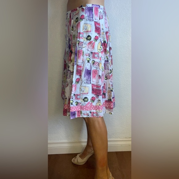 Ann Taylor Loft Skirt Perfume Print Pleated A-Line Side Zipper Lined (10) - Picture 3 of 10